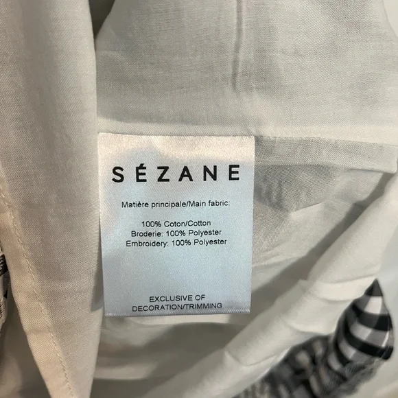 NWT Sezane Black and White Asymmetrical Ruffled Floral Dress - Picture 7 of 8